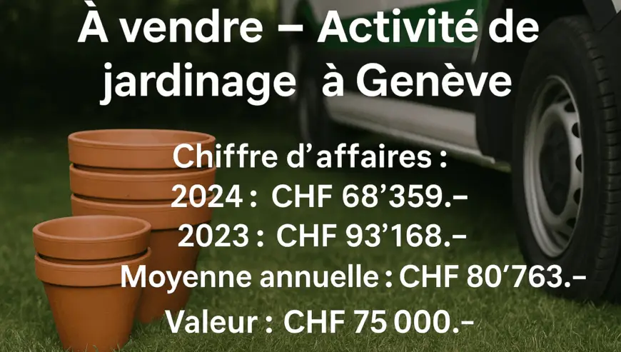 Entreprise active à GE dans l’importation alimentaire et jardinage (matériel, clientèle fidèle)