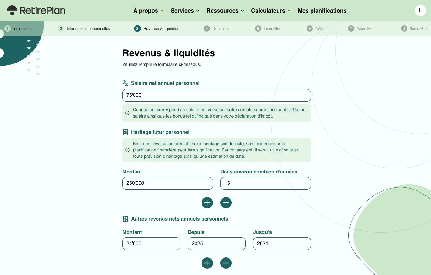 Vendita di RetirePlan.ch – App web completa per la pianificazione pensionistica in Svizzera