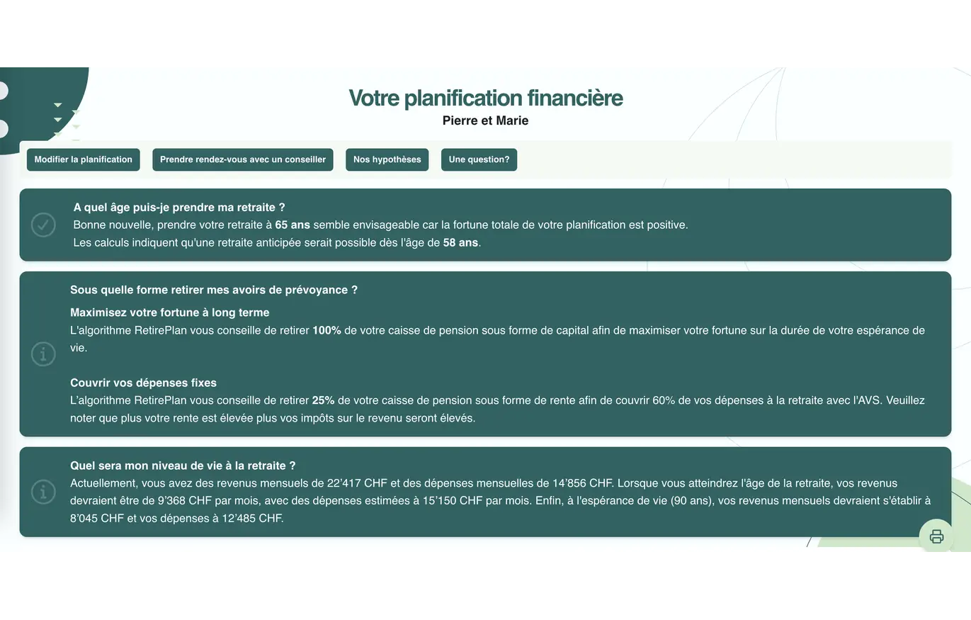 Vendita di RetirePlan.ch – App web completa per la pianificazione pensionistica in Svizzera